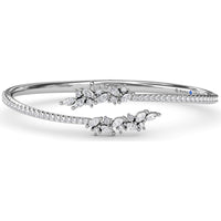 Bypass Bangle with Pavé Band and Floral Marquise Diamond Cluster by Fana - 2.54 Carat Total Diamond Weight