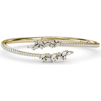Bypass Bangle with Pavé Band and Floral Marquise Diamond Cluster by Fana - 2.54 Carat Total Diamond Weight