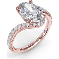 Bypass Engagement Ring Setting with Pavé Diamond Band and Hidden Halo by Fana - 0.43 Carat Total Diamond Weight