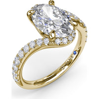 Bypass Engagement Ring Setting with Pavé Diamond Band and Hidden Halo by Fana - 0.43 Carat Total Diamond Weight