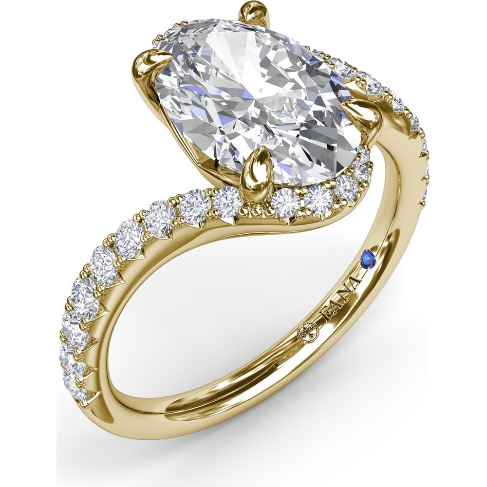 Bypass Engagement Ring Setting with Pavé Diamond Band and Hidden Halo by Fana - 0.43 Carat Total Diamond Weight