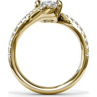 Bypass Engagement Ring Setting with Pavé Diamond Band and Hidden Halo by Fana - 0.43 Carat Total Diamond Weight