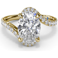 Bypass Engagement Ring Setting with Pavé Diamond Band and Hidden Halo by Fana - 0.43 Carat Total Diamond Weight