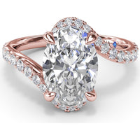 Bypass Engagement Ring Setting with Pavé Diamond Band and Hidden Halo by Fana - 0.43 Carat Total Diamond Weight