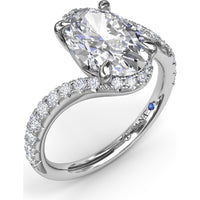 Bypass Engagement Ring Setting with Pavé Diamond Band and Hidden Halo by Fana - 0.43 Carat Total Diamond Weight