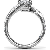 Bypass Engagement Ring Setting with Pavé Diamond Band and Hidden Halo by Fana - 0.43 Carat Total Diamond Weight