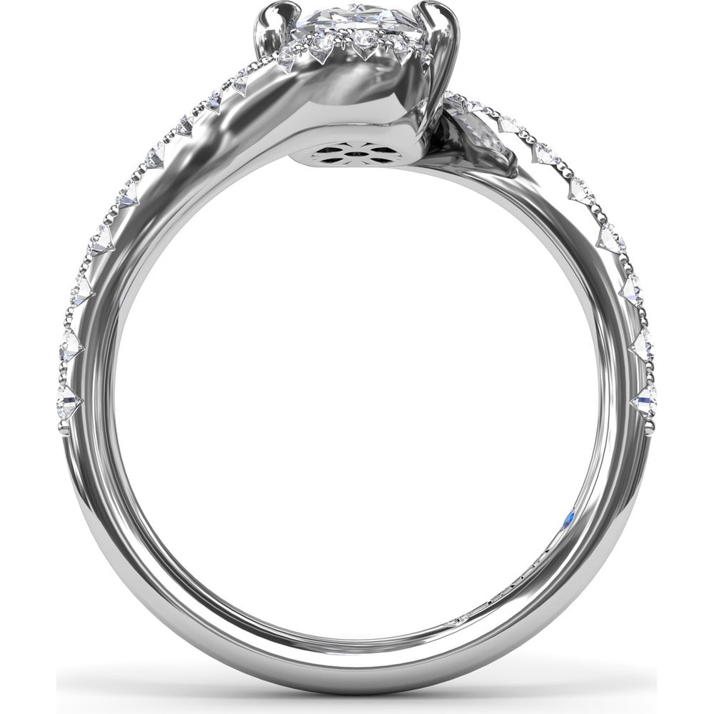 Bypass Engagement Ring Setting with Pavé Diamond Band and Hidden Halo by Fana - 0.43 Carat Total Diamond Weight