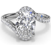Bypass Engagement Ring Setting with Pavé Diamond Band and Hidden Halo by Fana - 0.43 Carat Total Diamond Weight
