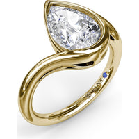 Bypass Engagement Ring with Bezel-Set Pear Diamond Setting by Fana