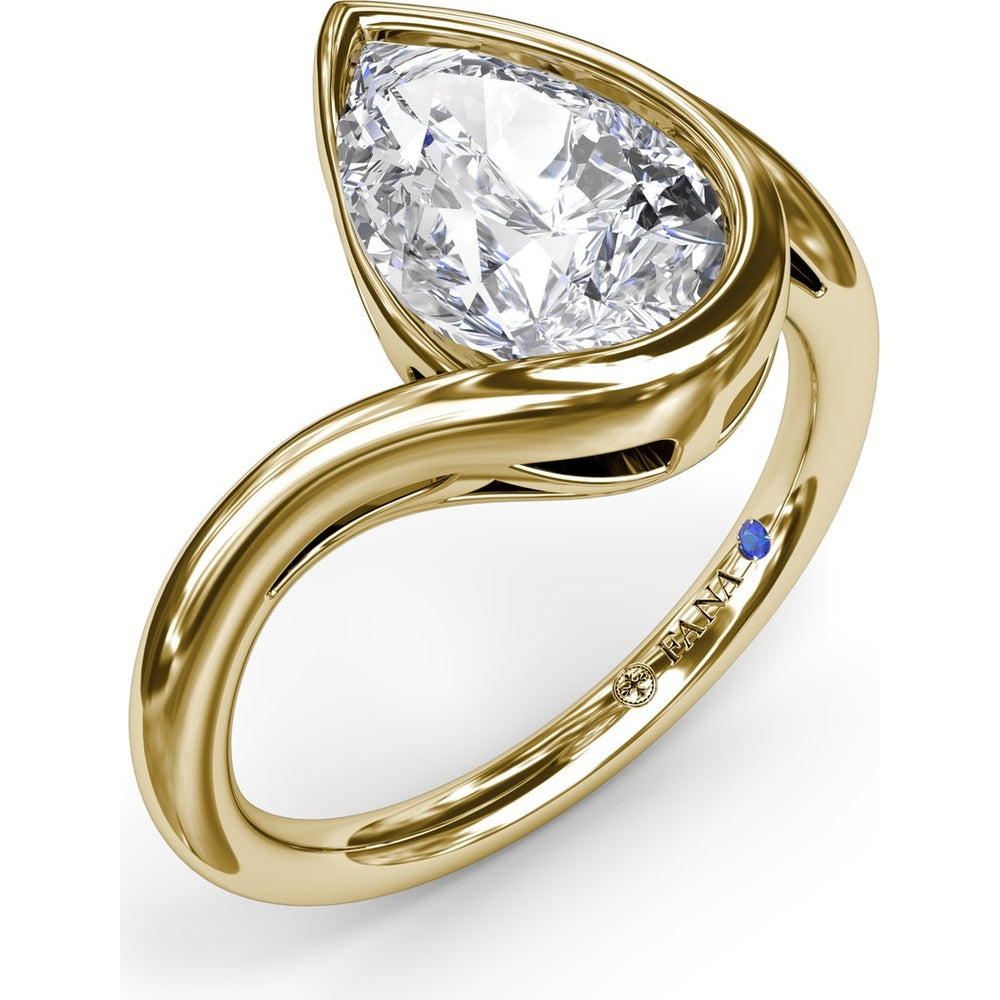 Bypass Engagement Ring with Bezel-Set Pear Diamond Setting by Fana