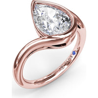 Bypass Engagement Ring with Bezel-Set Pear Diamond Setting by Fana
