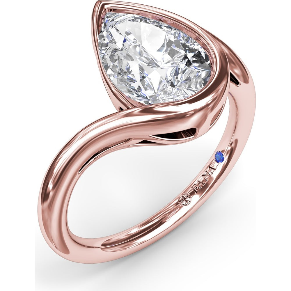 Bypass Engagement Ring with Bezel-Set Pear Diamond Setting by Fana