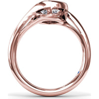 Bypass Engagement Ring with Bezel-Set Pear Diamond Setting by Fana