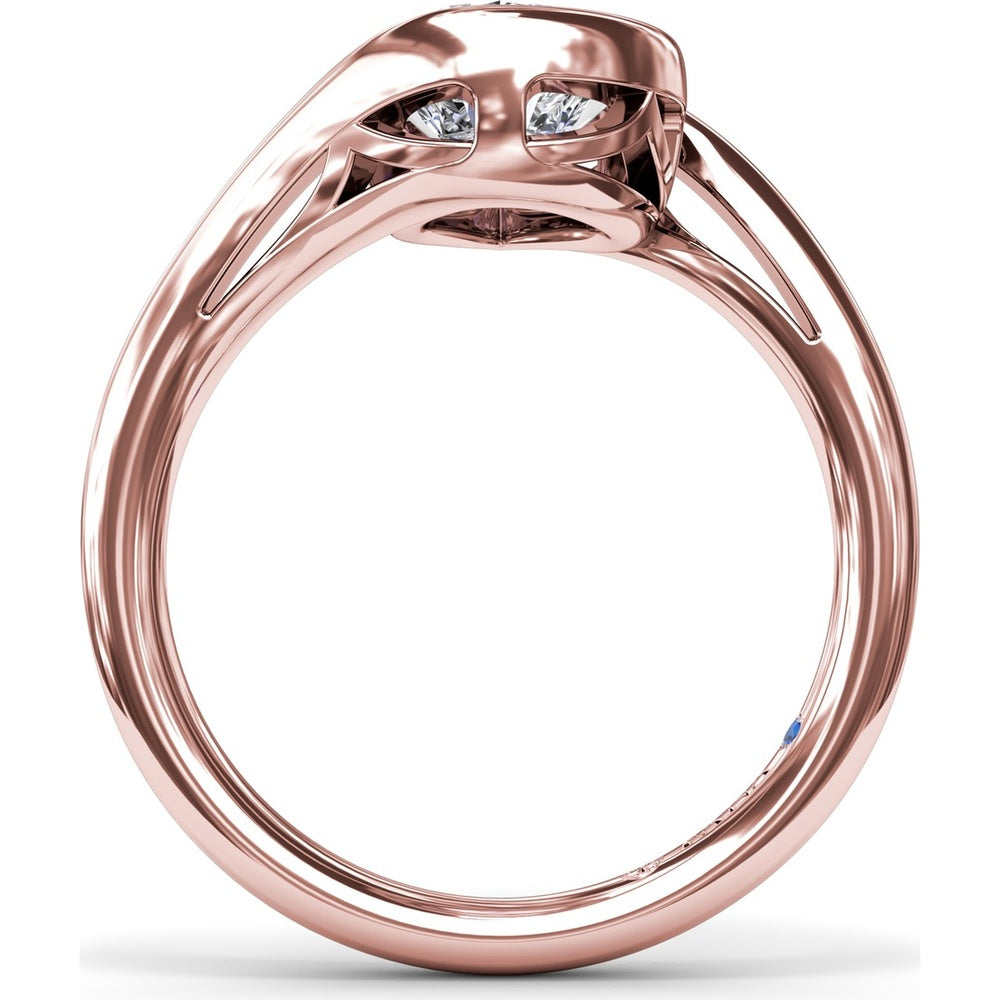 Bypass Engagement Ring with Bezel-Set Pear Diamond Setting by Fana