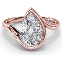 Bypass Engagement Ring with Bezel-Set Pear Diamond Setting by Fana