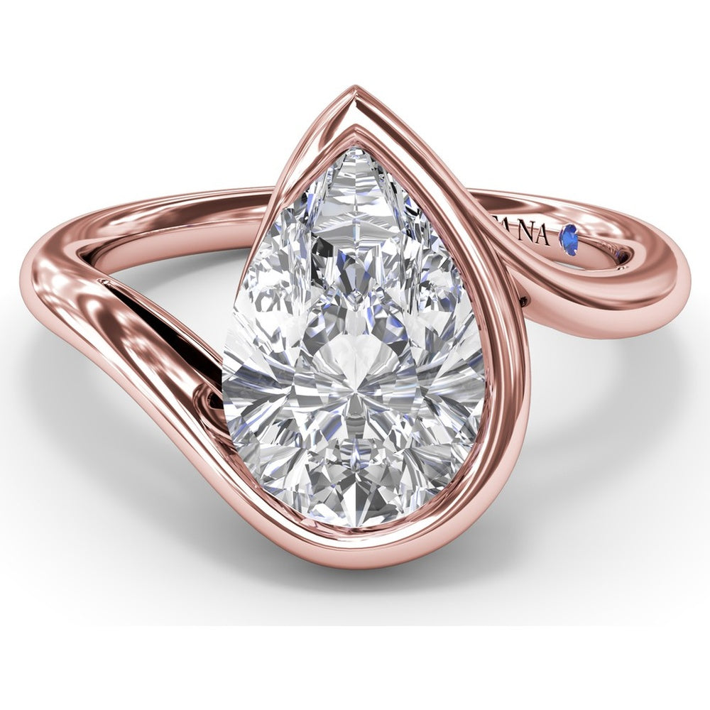 Bypass Engagement Ring with Bezel-Set Pear Diamond Setting by Fana