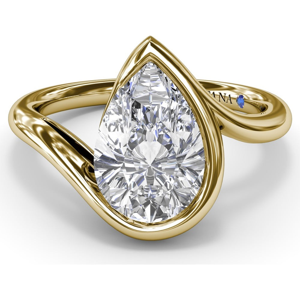 Bypass Engagement Ring with Bezel-Set Pear Diamond Setting by Fana