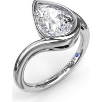 Bypass Engagement Ring with Bezel-Set Pear Diamond Setting by Fana