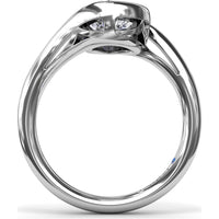 Bypass Engagement Ring with Bezel-Set Pear Diamond Setting by Fana