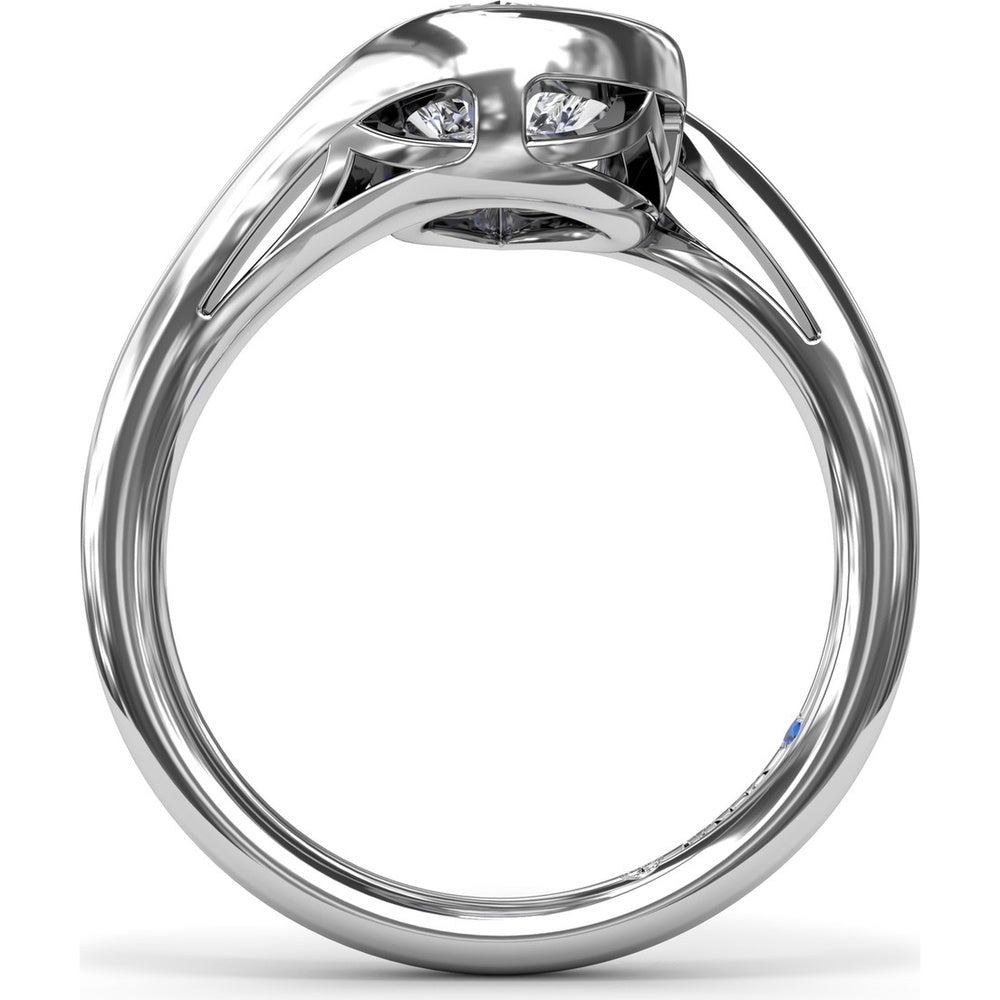 Bypass Engagement Ring with Bezel-Set Pear Diamond Setting by Fana
