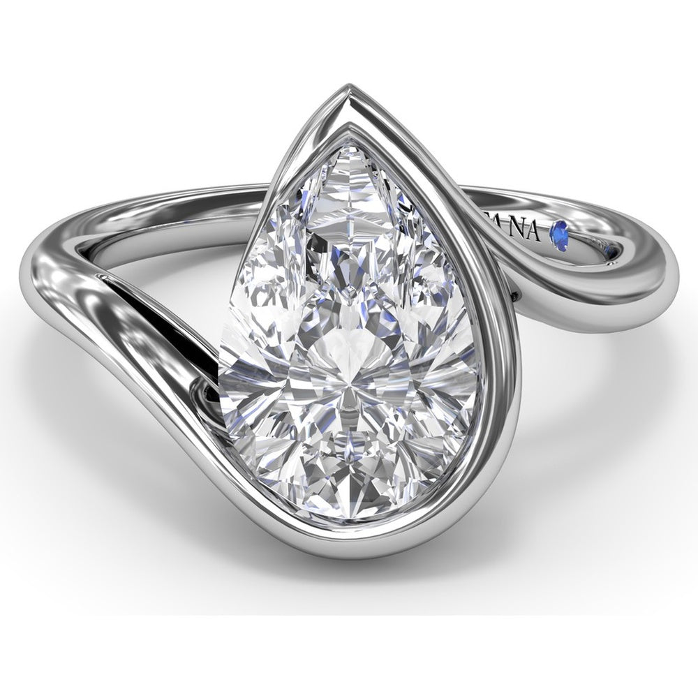 Bypass Engagement Ring with Bezel-Set Pear Diamond Setting by Fana