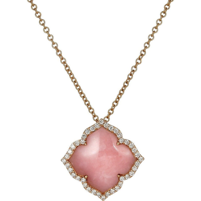 Piranesi - Capri Flower Necklace in Pink Opal - 18K Rose Gold