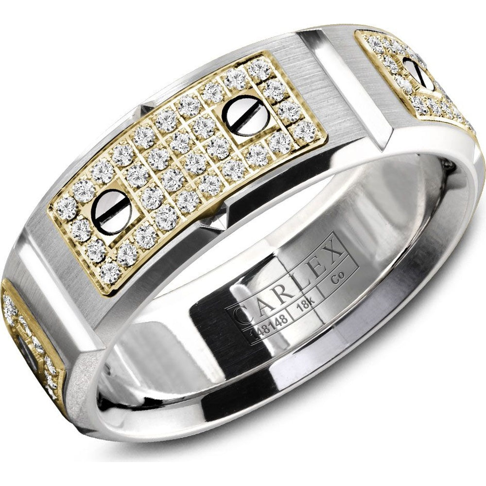 Carlex Men's Wedding Band - Cobalt and 18K Yellow Gold with Pavé Set Round Diamonds - 0.77 Carat Total Diamond Weight - 8mm Width from the Sport Collection
