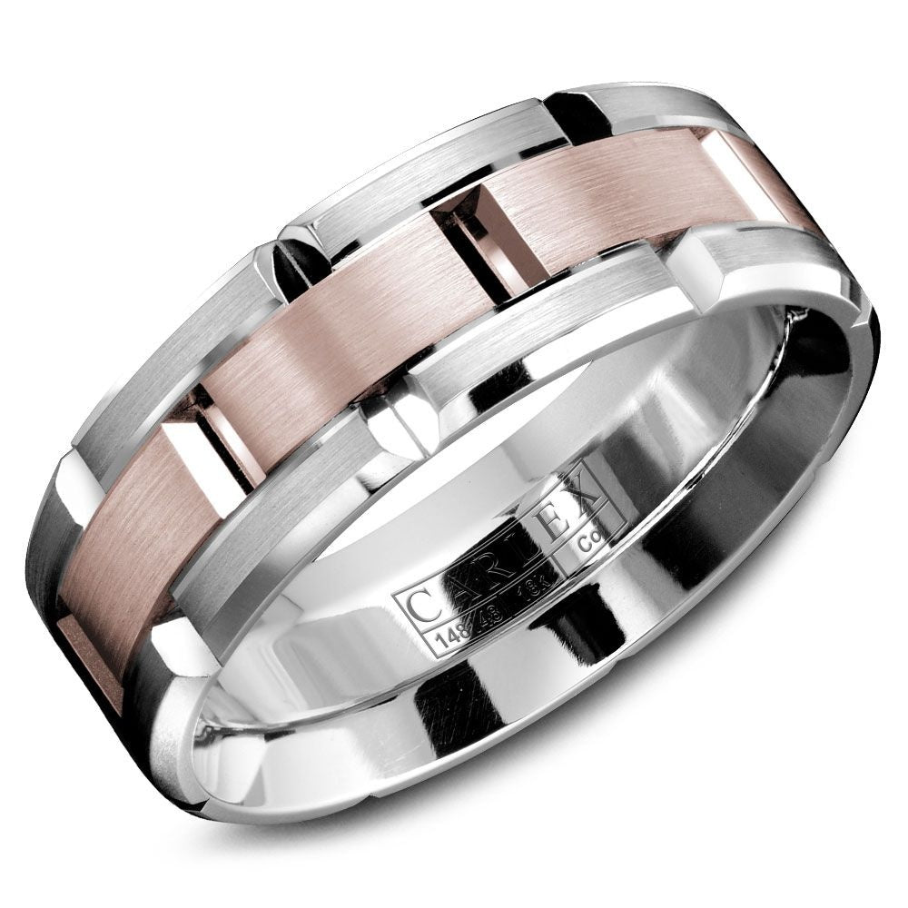 Carlex Men's Wedding Band - Cobalt and 18K Rose Gold Two-Tone Comfort Fit - 7.5mm Width from the Sport Collection