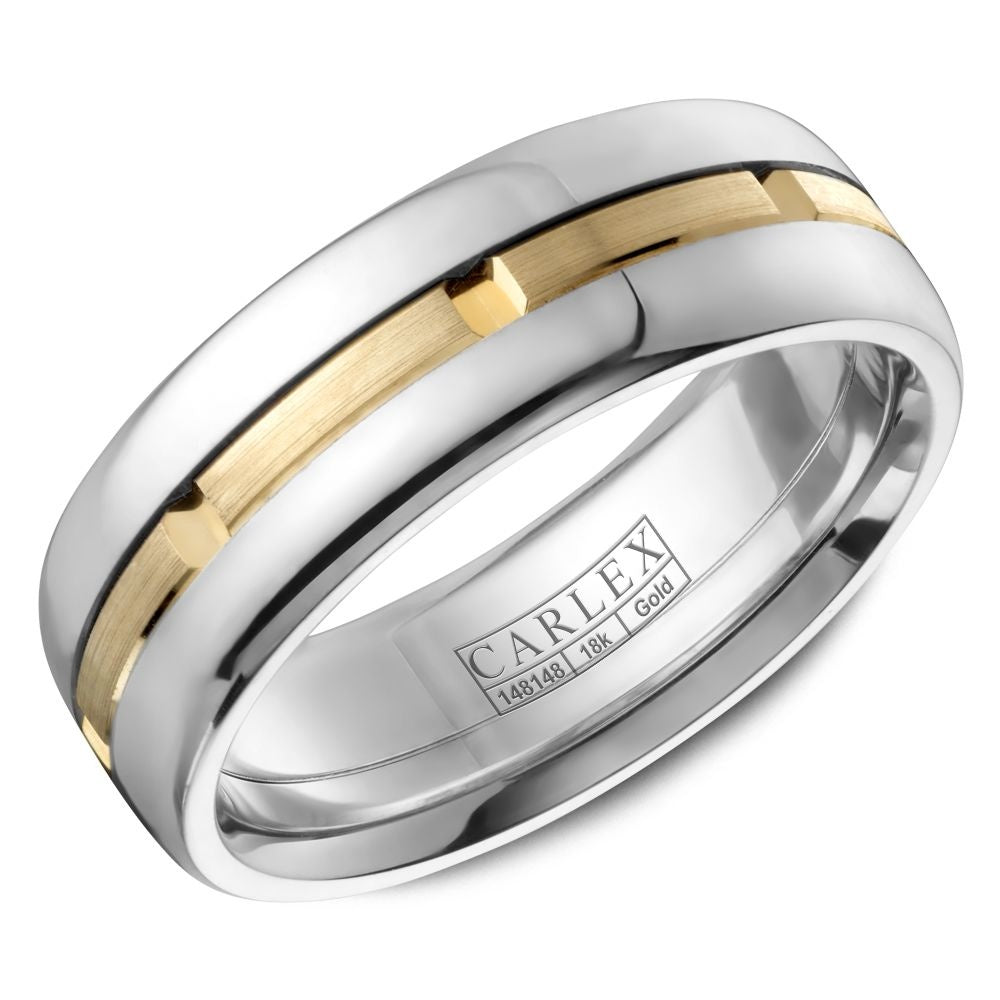 Carlex Men's Wedding Band - Cobalt and 18K Yellow Gold Two-Tone - 7.5mm Width from the Sport Collection