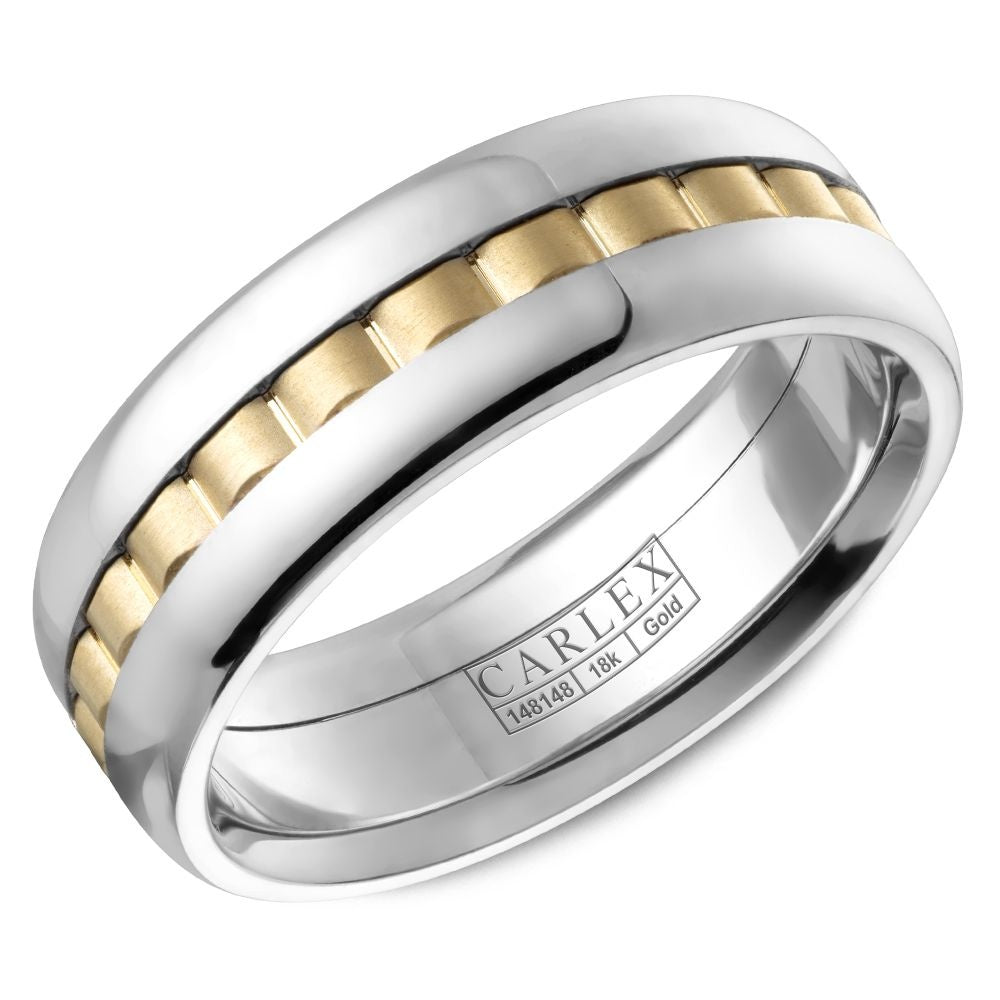 Carlex Men's Wedding Band - Cobalt and 18K Yellow Gold with Segmented Gold Design - 7.5mm Width from the Sport Collection