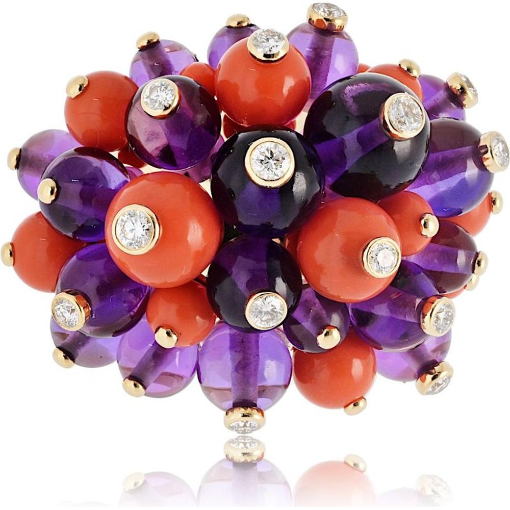Cartier 18K Gold Delices de Goa Ring with Amethyst, Coral, and