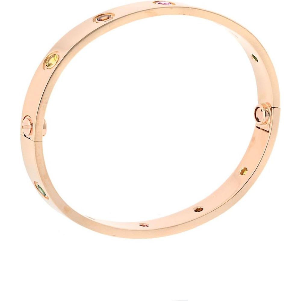 Cartier 18K Rose Gold Rainbow Gemstone Love Bangle Bracelet  