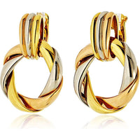Cartier 18K Tri-Color Twisted Hoop Door Knocker Earrings - 51.0g Total Weight