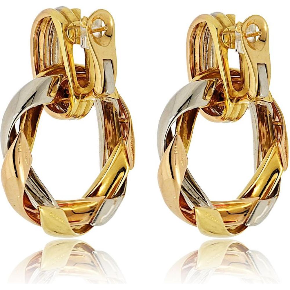 Cartier 18K Tri-Color Twisted Hoop Door Knocker Earrings - 51.0g
