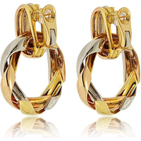 Cartier 18K Tri-Color Twisted Hoop Door Knocker Earrings - 51.0g Total Weight