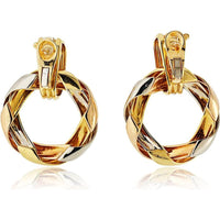Cartier 18K Tri-Color Twisted Hoop Door Knocker Earrings - 51.0g Total Weight