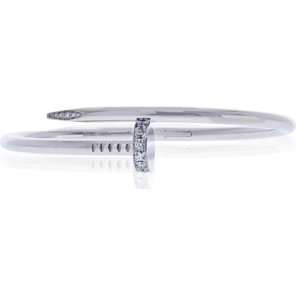 Cartier 18K White Gold Juste Un Clou Bracelet with 18-Prong Set Diamonds - 1.5 Carats Total Diamond Weight