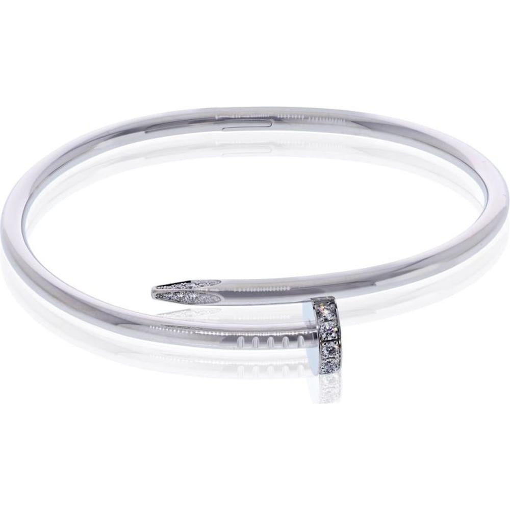 Cartier 18K White Gold Juste Un Clou Bracelet with 18-Prong Set Diamonds - 1.5 Carats Total Diamond Weight