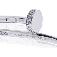 Cartier 18K White Gold Juste Un Clou Bracelet with 18-Prong Set Diamonds - 1.5 Carats Total Diamond Weight