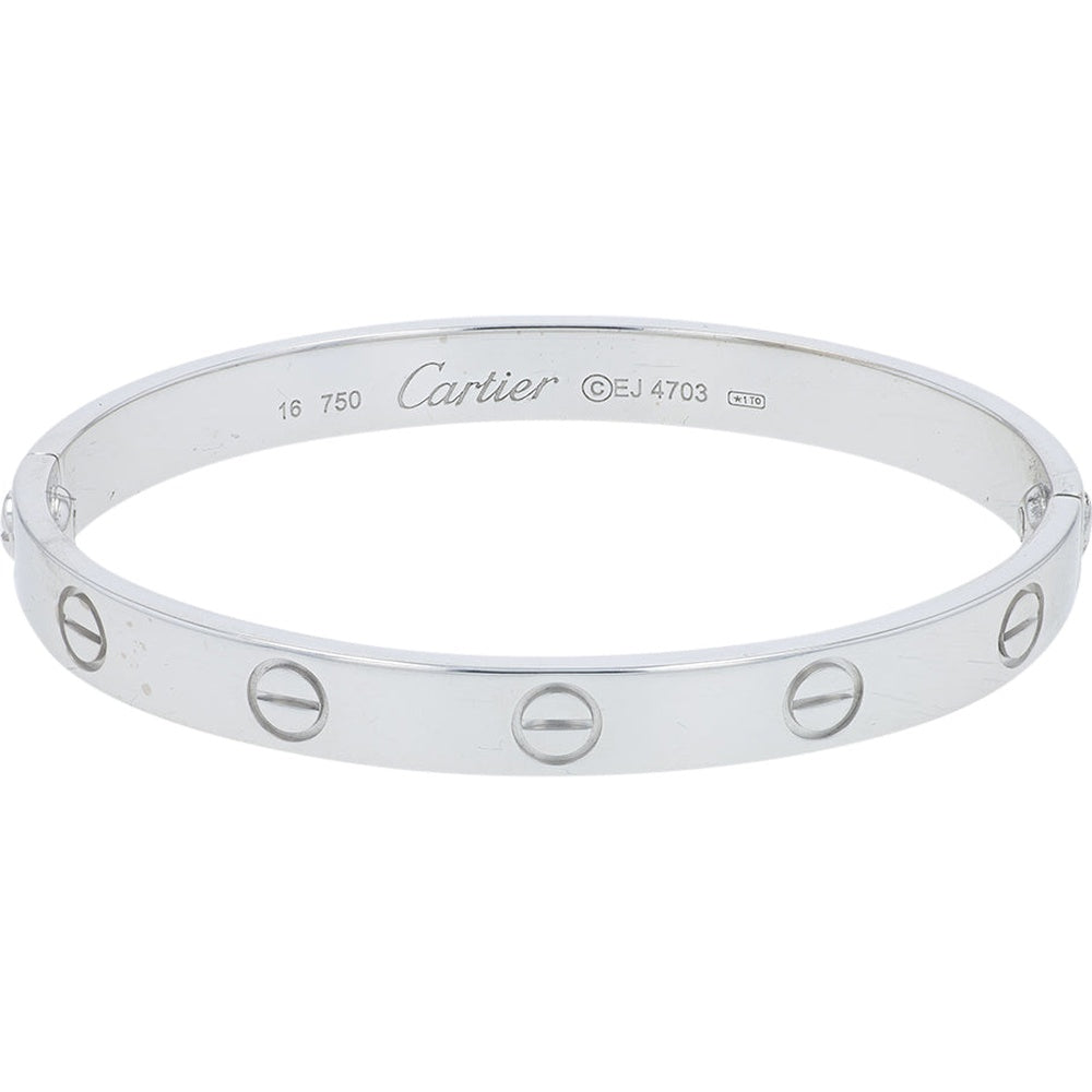 Cartier 18K White Gold Love Bangle with Signature Screw Motif - Size 16