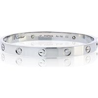 Cartier 18K White Gold Love Bracelet with 4 Round Diamonds - 32 Grams