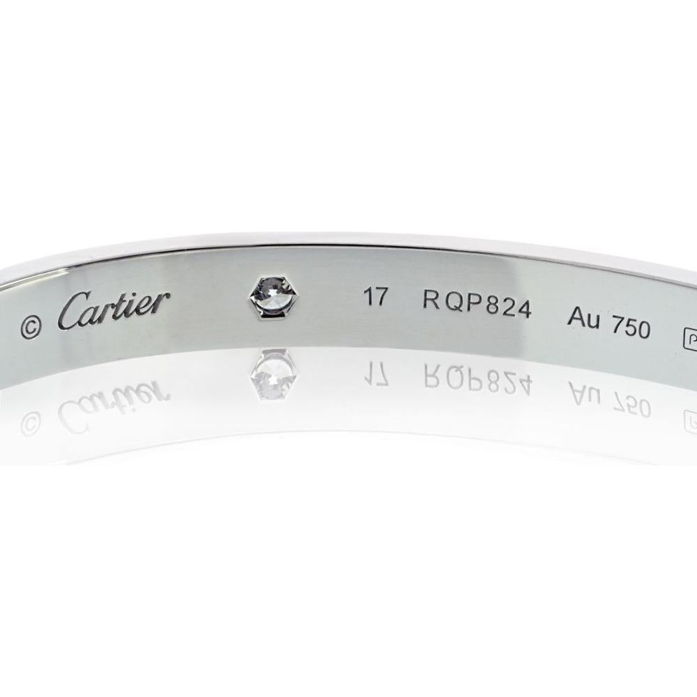 Cartier 18K White Gold Love Bracelet with 4 Round Diamonds - 32 Grams