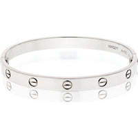 Cartier 18K White Gold Love Bracelet with Screw Motif - Size 18, Pre-Owned in Excellent Condition