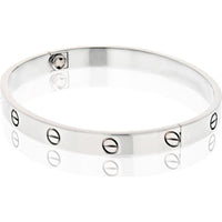 Cartier 18K White Gold Love Bracelet with Screw Motif - Size 18, Pre-Owned in Excellent Condition