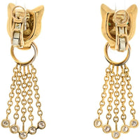 Cartier 18K Yellow Gold & Platinum Panthère Dangling Earrings with Diamond Chain Accents - Luxury Statement Jewelry