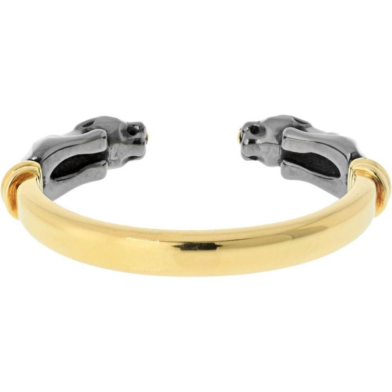 Cartier 18K Yellow Gold & Silverium Panthère Double Head Cuff Bracelet