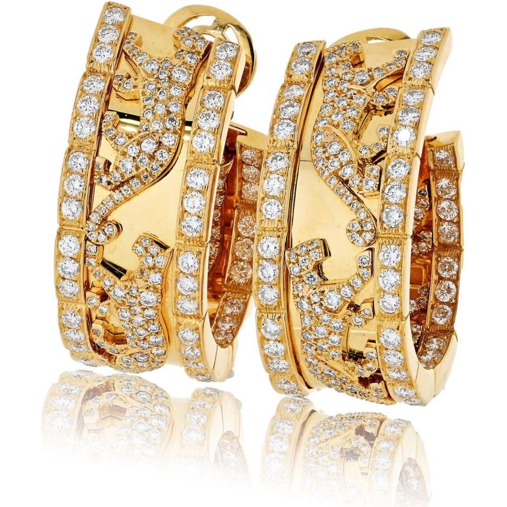Cartier 18K Yellow Gold Diamond Statement Earrings - 7.50 Carat Total Diamond Weight