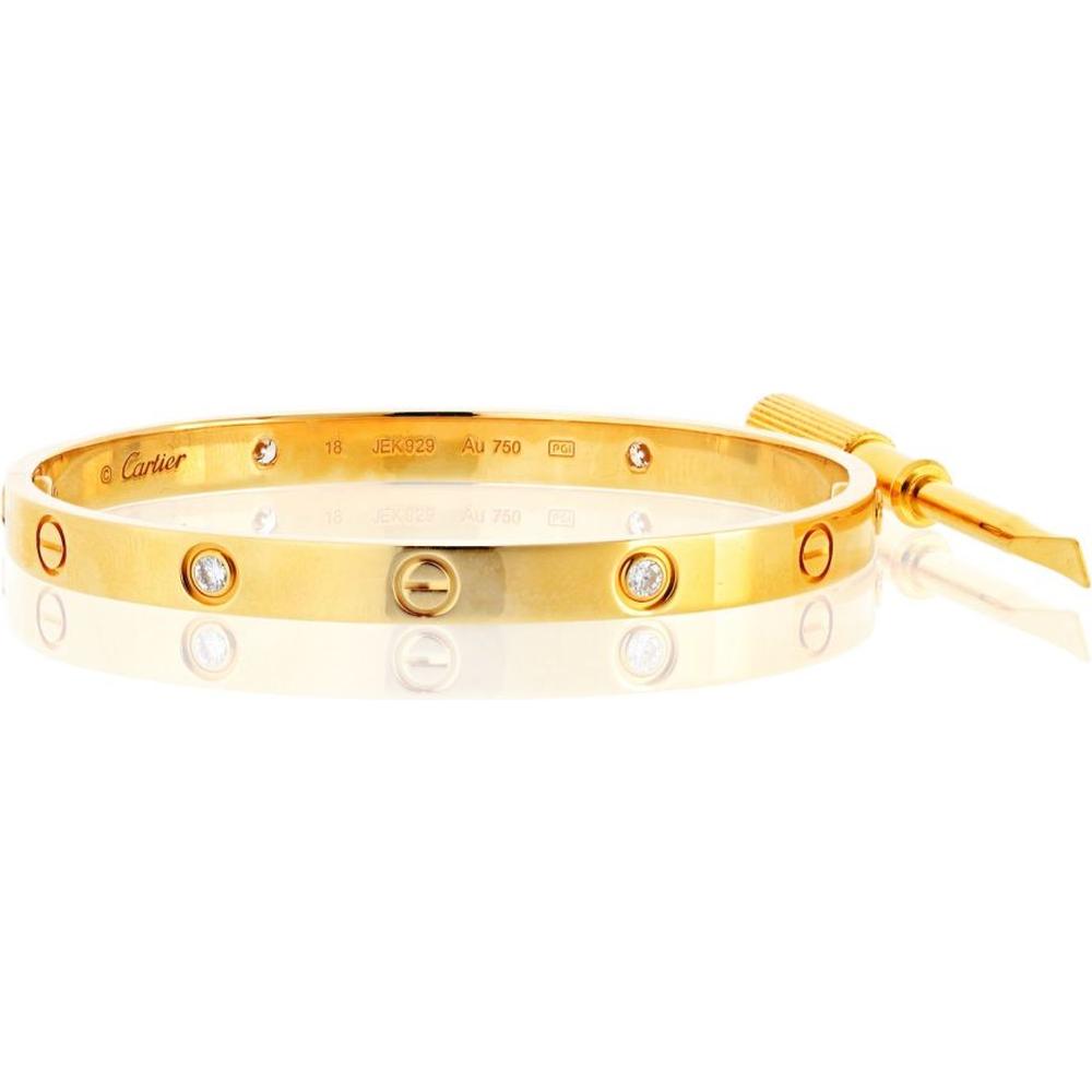Cartier 18K Yellow Gold Love Bracelet with Four Diamonds - 31.4 Grams