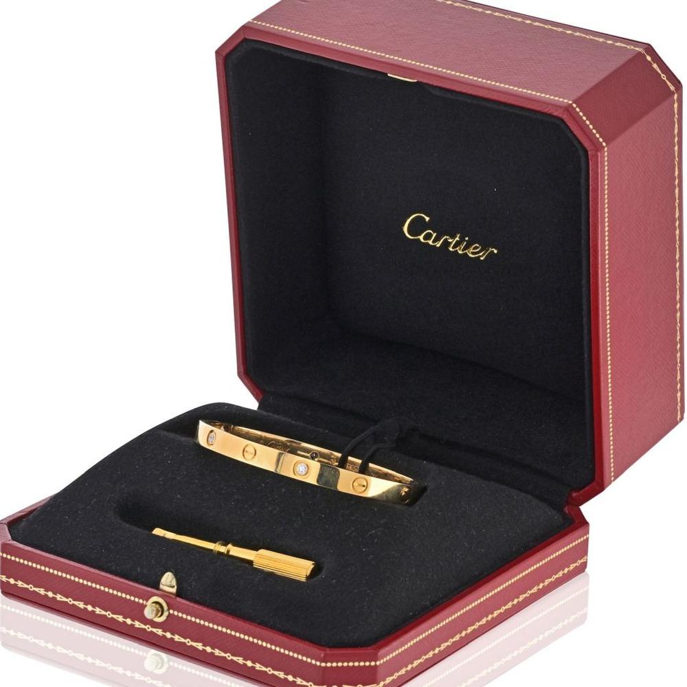 Cartier 18K Yellow Gold Love Bracelet with Four Diamonds - 31.4 Grams
