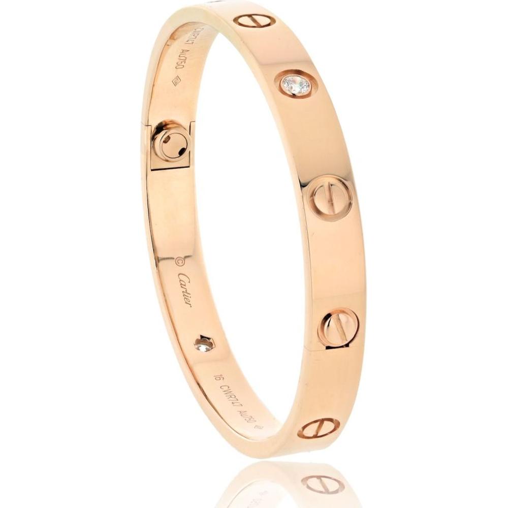Cartier Love 18K Rose Gold Diamond Bracelet - Size 16 – Robinson's